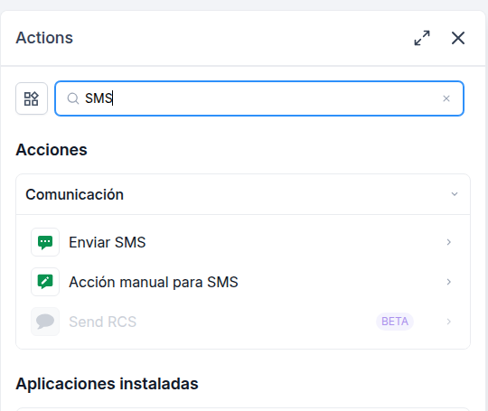 Buscador de acciones con Enviar SMS