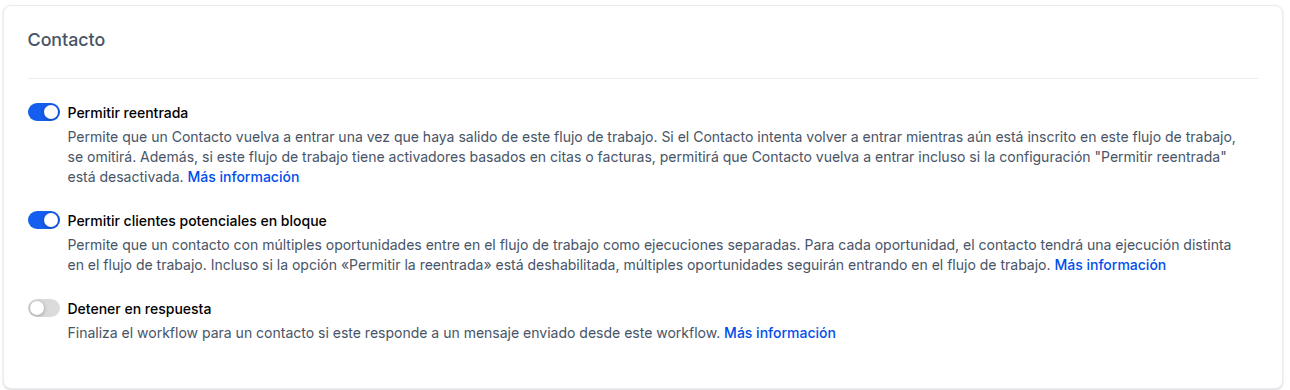 Configuración del flujo: Detener en respuesta