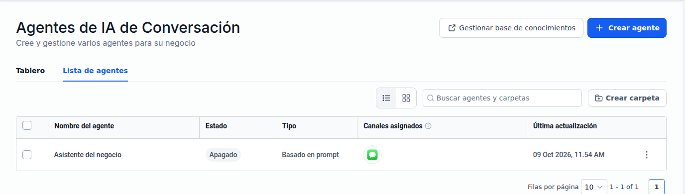Lista de agentes de IA