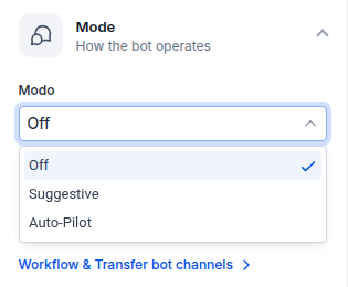 Selector de modo: Off, Suggestive, Auto-Pilot