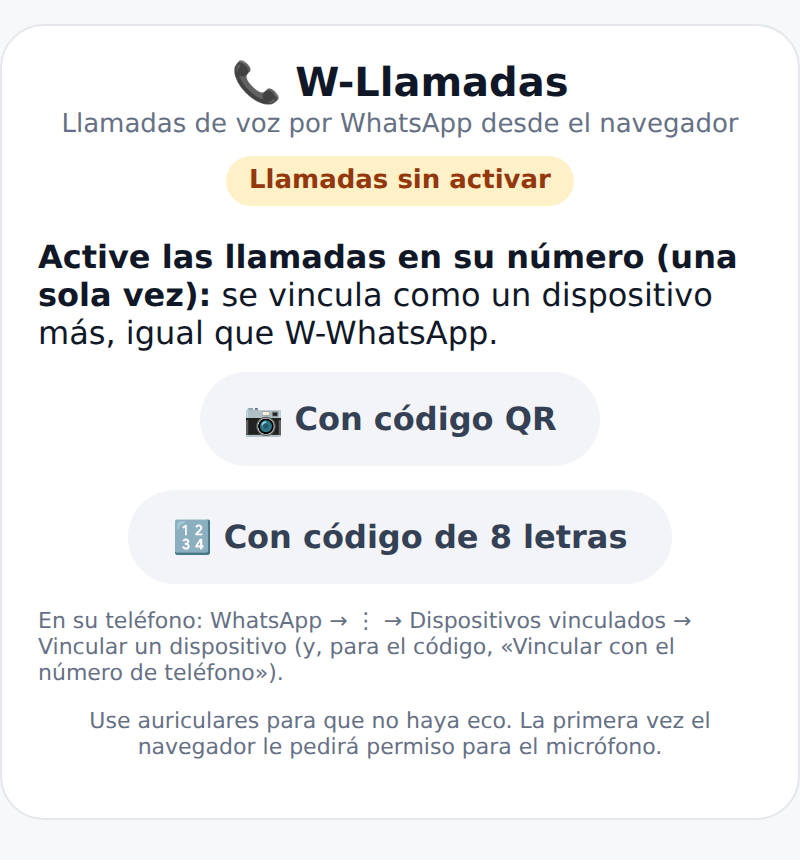 Ventanita de W-Llamadas con Llamadas sin activar